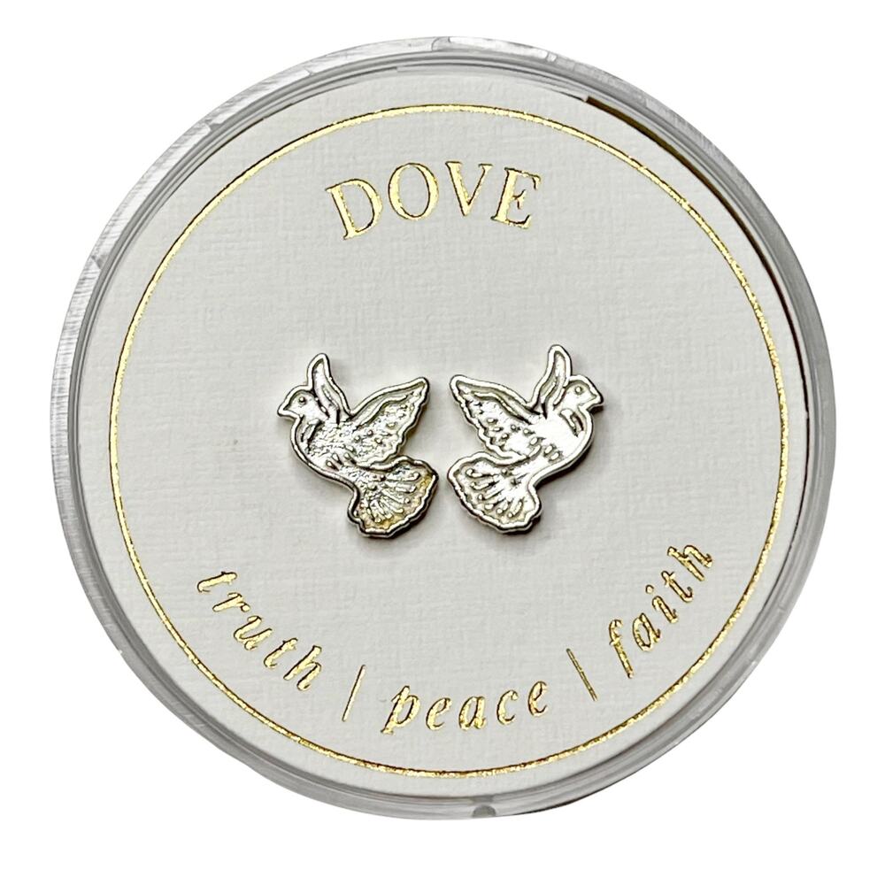 Alex & Ani Sterling Silver Dove Stud Earrings NEW